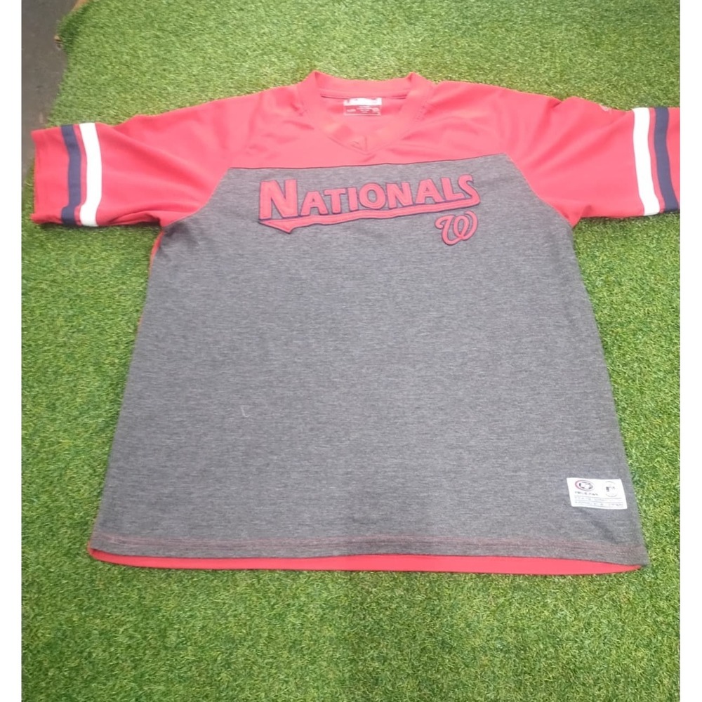 True Fan‎ Washington Nationals Baseball MLB T-Shirt Mens XL Heather Gray Red